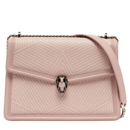 Pre-owned Leather shoulder-bags Bvlgari Vintage , Pink , Dames