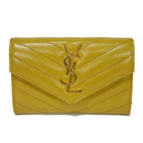 Pre-owned Leather wallets Yves Saint Laurent Vintage , Yellow , Unisex