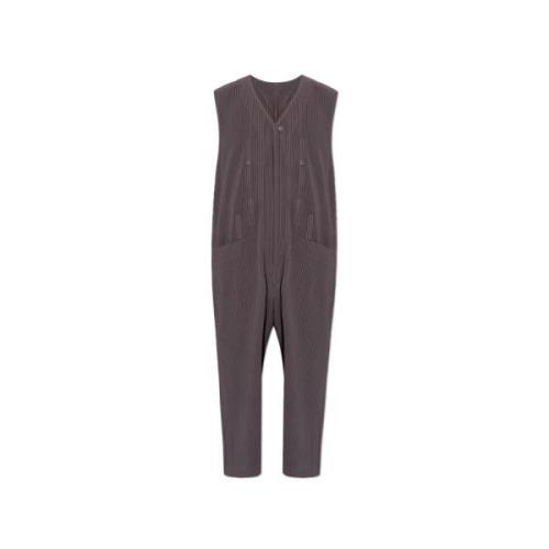 Geplooide mouwloze jumpsuit Issey Miyake , Brown , Heren