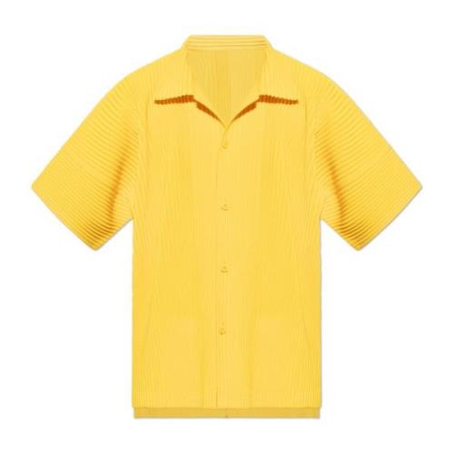 Geplooide korte mouwen overhemd Issey Miyake , Yellow , Heren