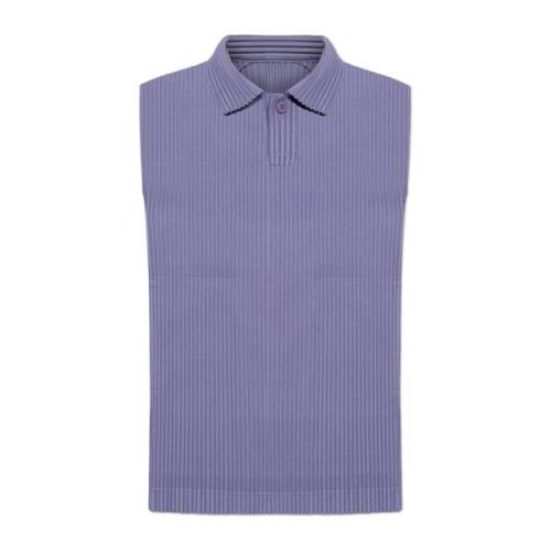 Mouwloze geplooide polo Issey Miyake , Purple , Heren