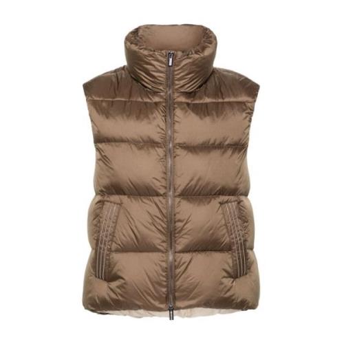 Bruine Gewatteerde Gilet met Kralendetail Peserico , Brown , Dames