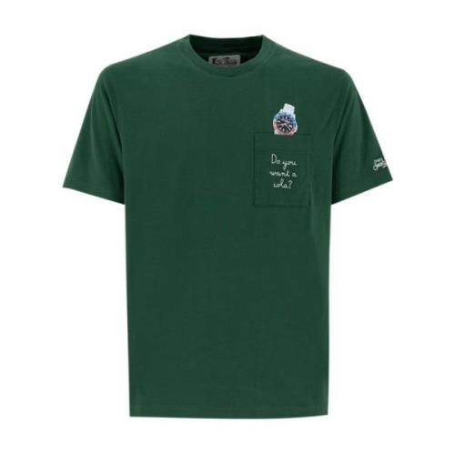 Geborduurde Crew Neck T-shirt MC2 Saint Barth , Green , Heren