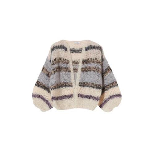 Strepen Bomber Handgemaakt Sweater Maiami , Beige , Dames