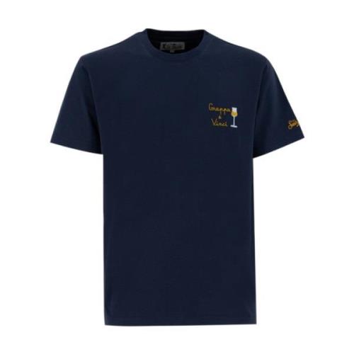 Geborduurde Crew Neck T-shirt MC2 Saint Barth , Blue , Heren