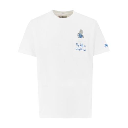 Geborduurde Crew Neck T-shirt MC2 Saint Barth , White , Heren