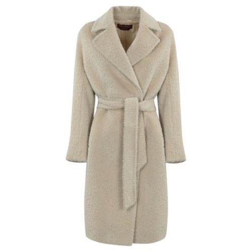 Gebonden Alpaca Wollen Jas Max Mara Studio , Beige , Dames