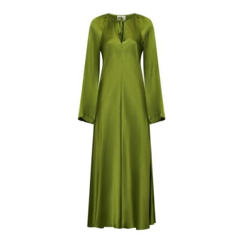 Zijden Satijnen Kaftan Jurk Forte Forte , Green , Dames