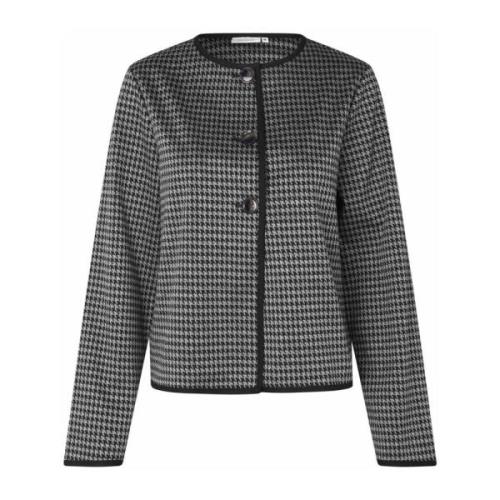 Houndstooth Jas met Knopen Masai , Black , Dames