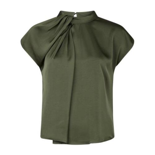 Elegant Drapy Satin Blouse Neo Noir , Green , Dames