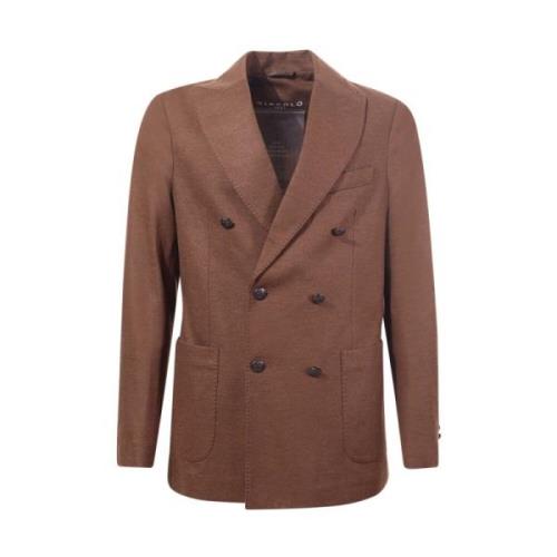 Peak Lapel Wol Kasjmier Jas Argan Circolo 1901 , Brown , Heren