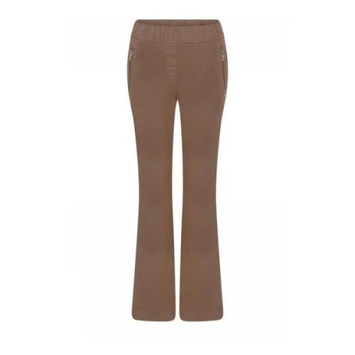 Flare Legs Broek met Rits Details Gustav , Brown , Dames