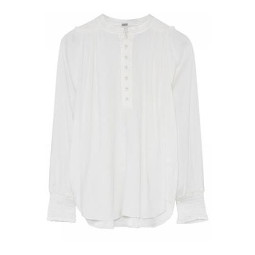 Witte Blouse met Smock Manchetten Gustav , White , Dames