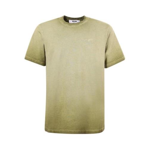 Groene Crew-neck T-shirt met Logo Msgm , Green , Heren