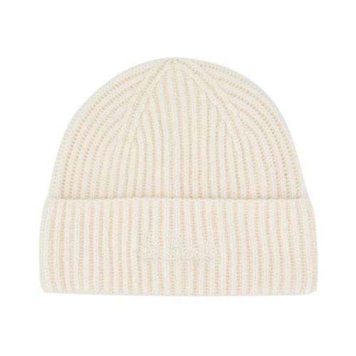 Gebreide Beanie met Iconisch Logo MC2 Saint Barth , White , Dames