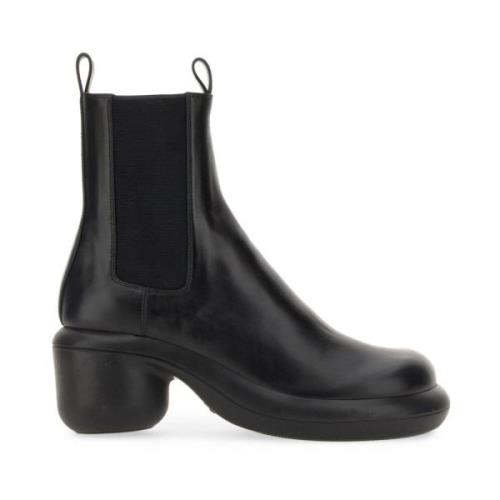 Stijlvolle leren laarzen met 7 cm hak Jil Sander , Black , Dames