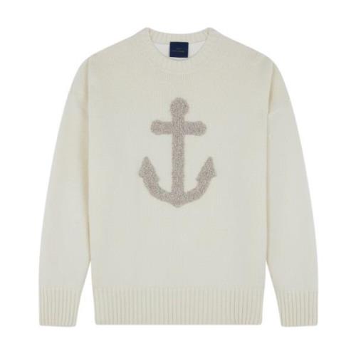 Re-Wool Fijngebreide Trui Paul & Shark , White , Heren