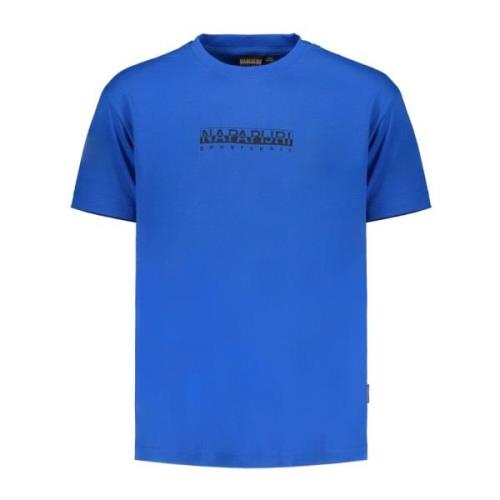 Blauw T-shirt met logoprint Napapijri , Blue , Heren