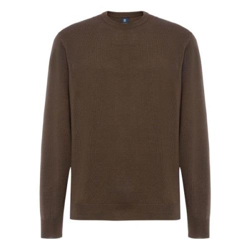 Merino wol ronde hals 12 Gg Boggi Milano , Brown , Heren