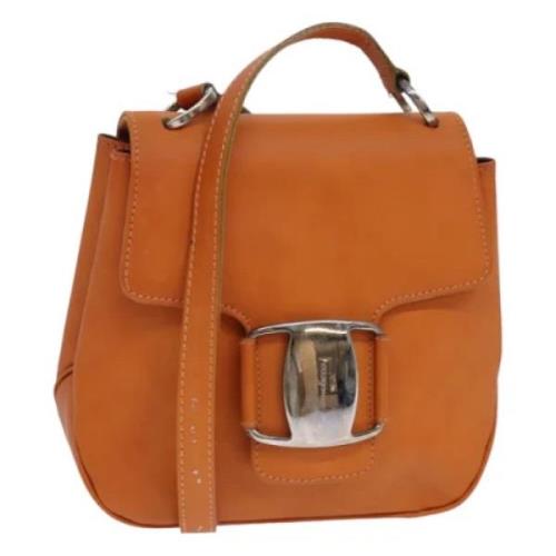 Pre-owned Leather shoulder-bags Salvatore Ferragamo Pre-owned , Orange...