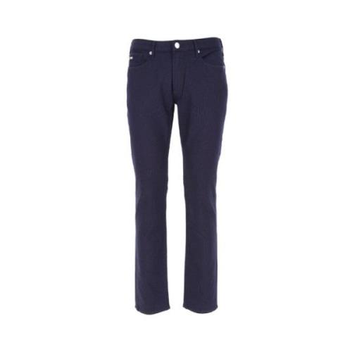 Blauwe 5-Pocket Broek Verhoogt Stijl Armani , Blue , Heren