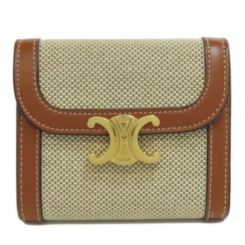 Pre-owned Leather wallets Celine Vintage , Beige , Dames