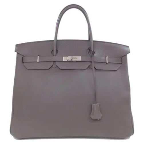 Pre-owned Leather handbags Hermès Vintage , Gray , Dames