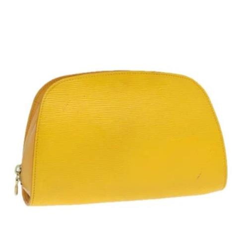 Pre-owned Leather pouches Louis Vuitton Vintage , Yellow , Dames