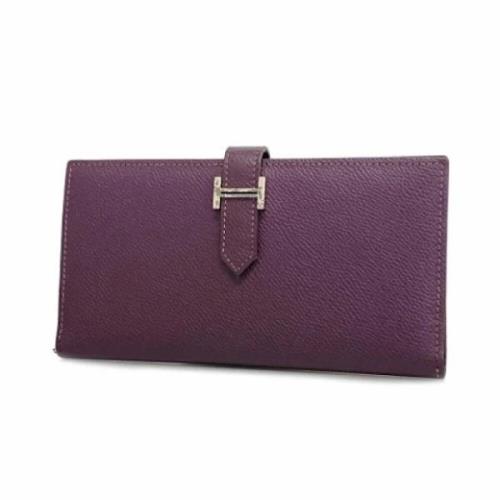 Pre-owned Leather wallets Hermès Vintage , Purple , Dames