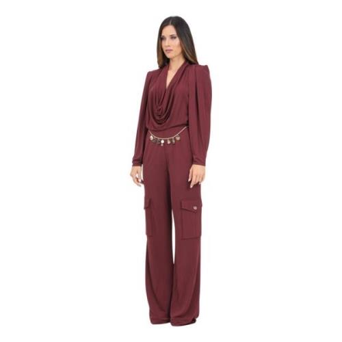 Bordeaux Jumpsuit met Charms Riem Elisabetta Franchi , Red , Dames