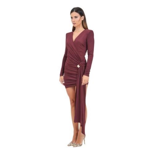 Bordeaux Korte Jurk met Open Rug Elisabetta Franchi , Brown , Dames