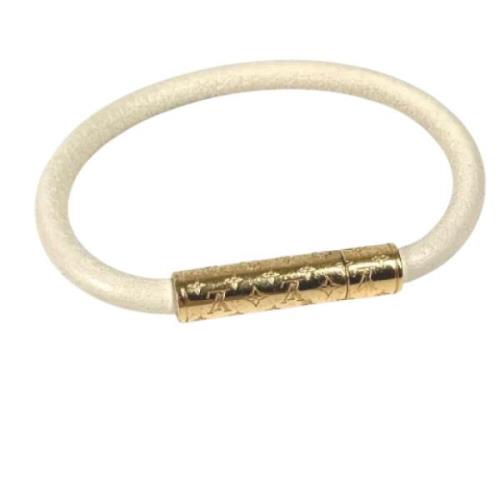 Pre-owned Leather bracelets Louis Vuitton Vintage , White , Dames