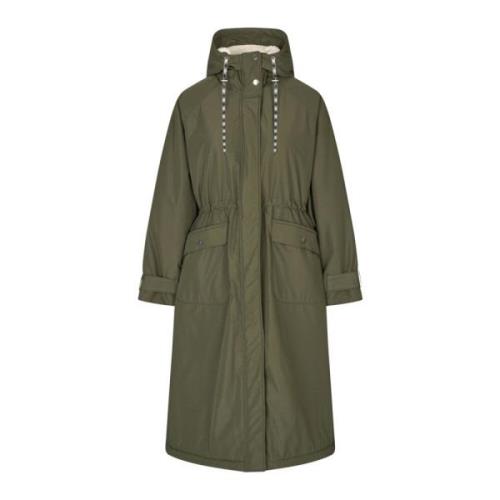 Lange Jas Parka Donkergroen Stijlvol Lollys Laundry , Green , Dames