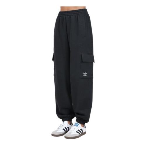 Zwarte Fleece Cargo Broek Vrouwen Adidas Originals , Black , Dames