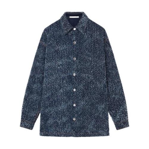 Navy Blue Bouclé Shirt Stella McCartney , Blue , Dames