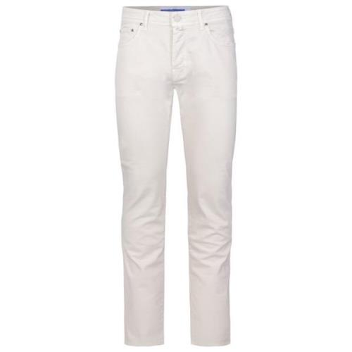 Slim Fit Bard Broek met Borduursel Jacob Cohën , White , Heren