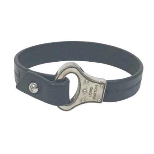 Pre-owned Leather bracelets Louis Vuitton Vintage , Black , Heren