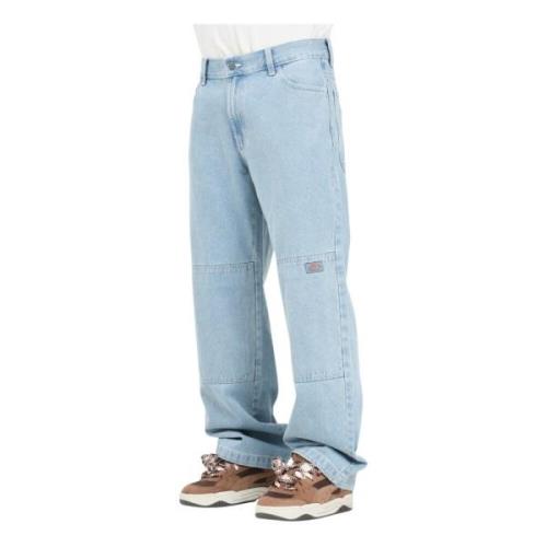 Cargo Denim Jeans met Knie Patches Dickies , Blue , Heren