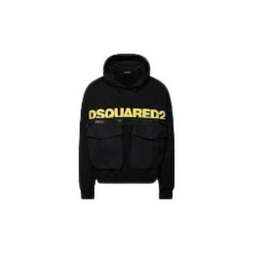 Casual Hoodie Sweatshirt voor mannen Dsquared2 , Black , Heren