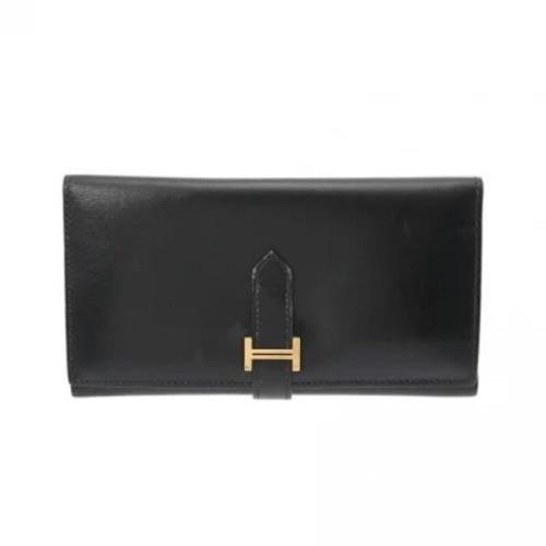 Pre-owned Leather wallets Hermès Vintage , Black , Dames