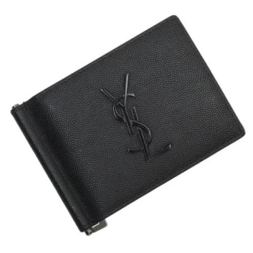 Pre-owned Leather wallets Yves Saint Laurent Vintage , Black , Dames