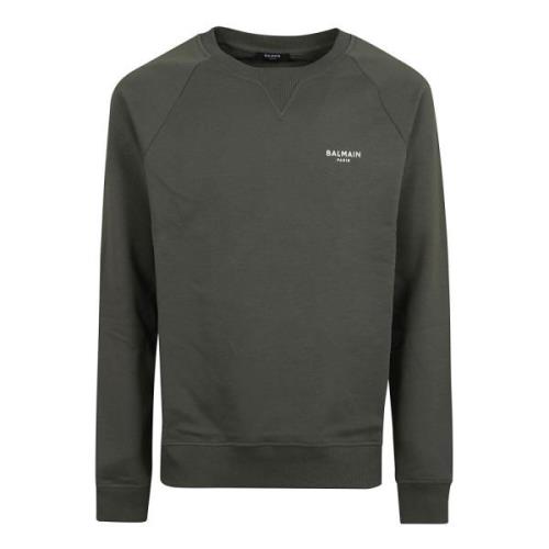 Groene Crew Neck Sweatshirt Aw24 Balmain , Green , Heren