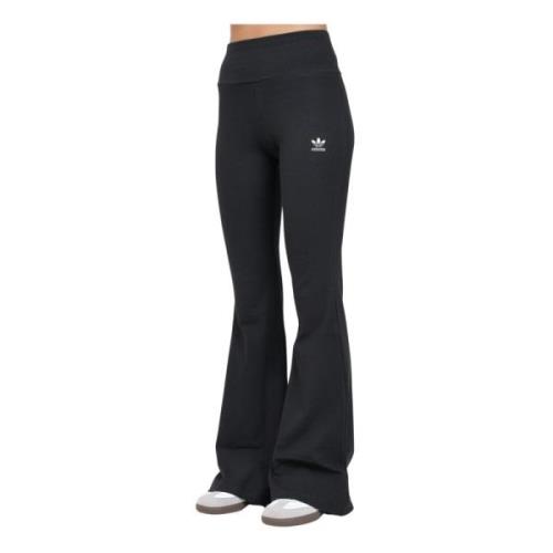 Zwarte Rib Flared Leggings voor Vrouwen Adidas Originals , Black , Dam...