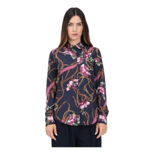 Elegante Blauwe Equestrian Floral Overhemd Ralph Lauren , Multicolor ,...