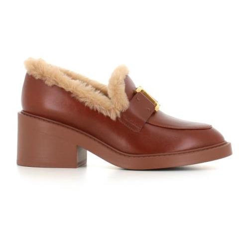 Brandy Shearling Loafer Cognac Leer Chloé , Brown , Dames