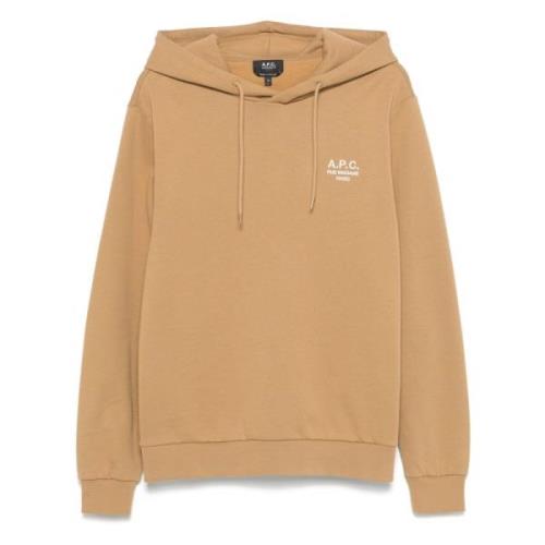 Katoenen Hoodie Klassiek Ontwerp Mannen A.p.c. , Beige , Heren