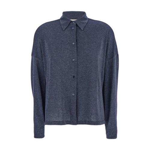 Lurex Shirt Momoni , Blue , Dames