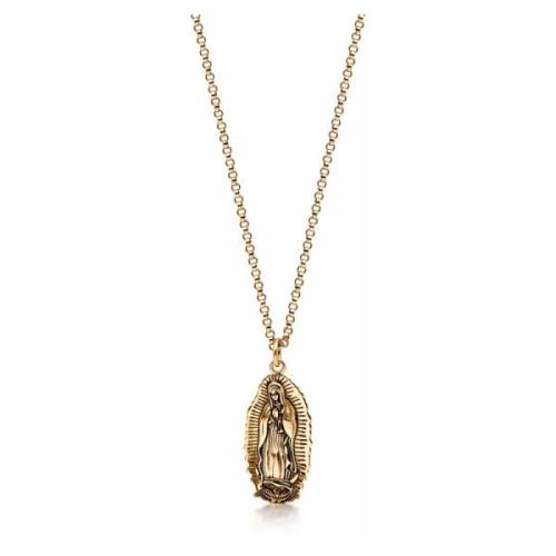 Men's Gold Necklace with Our Lady of Guadalupe Pendant Nialaya , Yello...