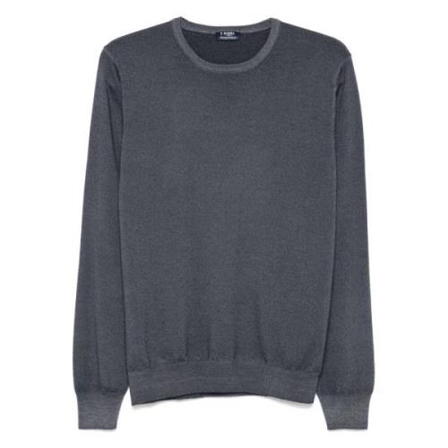 Wol Crew-Neck Gebreide Kleding Barba , Gray , Heren