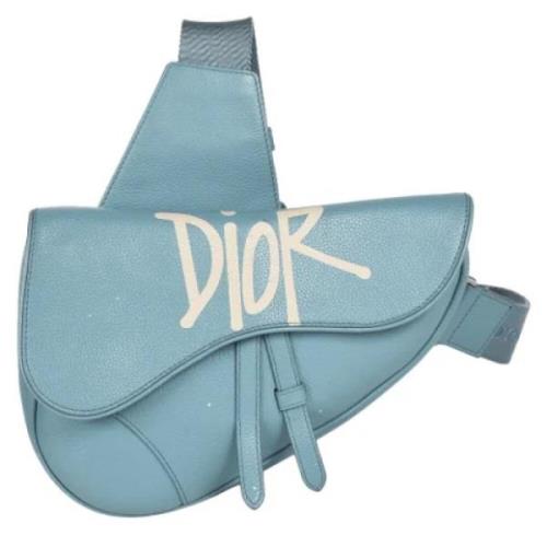 Pre-owned Leather shoulder-bags Dior Vintage , Blue , Dames